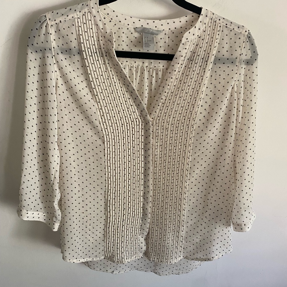 H&M Sheer Polka Dot Blouse Office Professional‎ Feminine